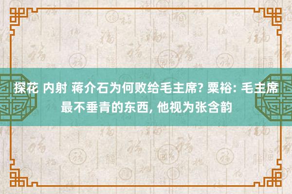 探花 内射 蒋介石为何败给毛主席? 粟裕: 毛主席最不垂青的东西， 他视为张含韵