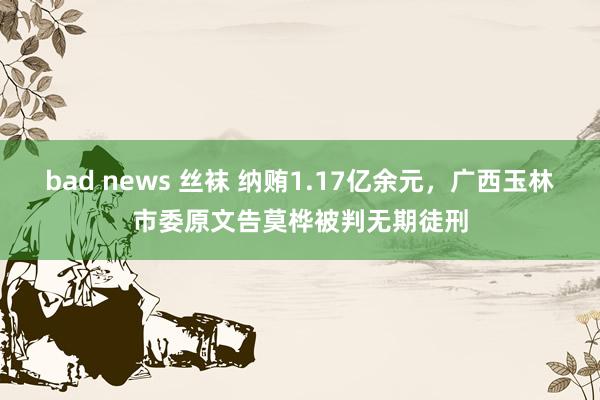 bad news 丝袜 纳贿1.17亿余元，广西玉林市委原文告莫桦被判无期徒刑